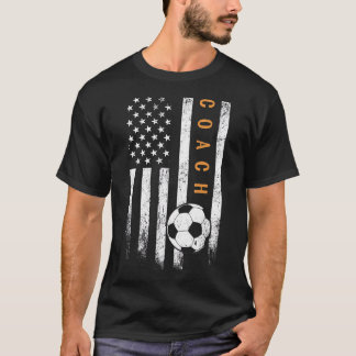 T-shirt Soccer Coach American Flag Design Soccer Trainer C