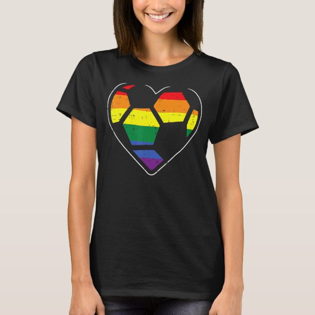 T-shirt Soccer Coeur Sport Lgbtq Rainbow Gay pride Ally Me (Devant)