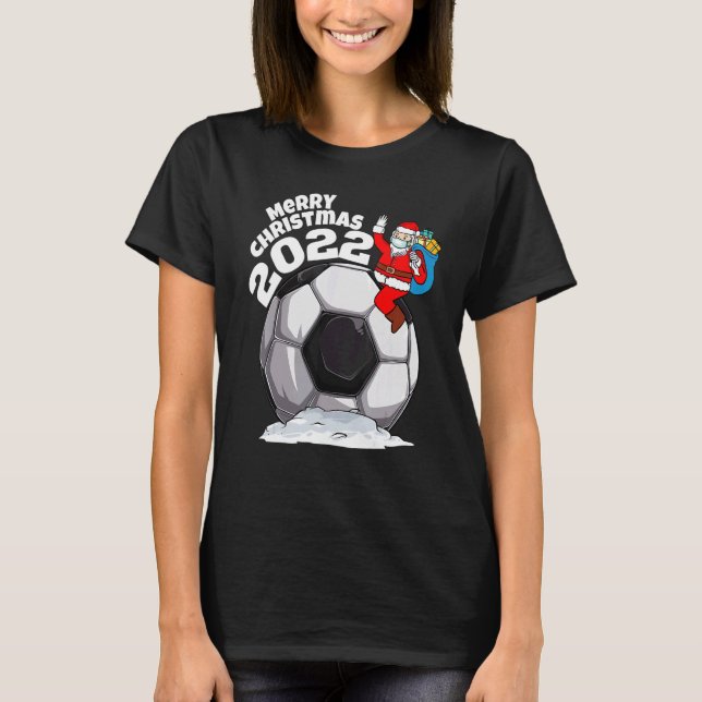 T-shirt Soccer de Noël Père Noël Masque visage Joyeux Noël (Devant)