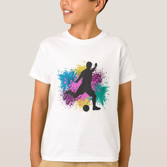 T-shirt Soccer Grungy Couleur Splashes (Devant)