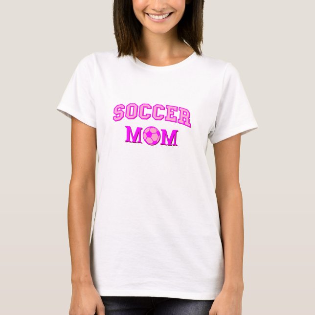T-shirt Soccer Maman Dessin Et Texte Tout Rose (Devant)