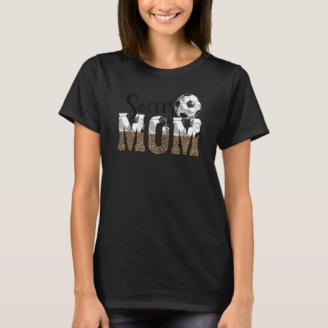 T-shirt Soccer Maman Mignonne Maman Vie Soccer Jour Leopar (Devant)