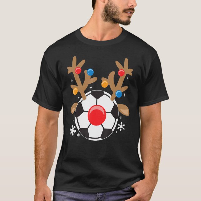 T-shirt Soccer Reindeer Drôle mignon garçon Noël (Devant)