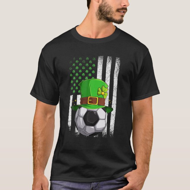 T-shirt Soccer Retro USA Shamrock Drapeau Leprechaun St Pa (Devant)