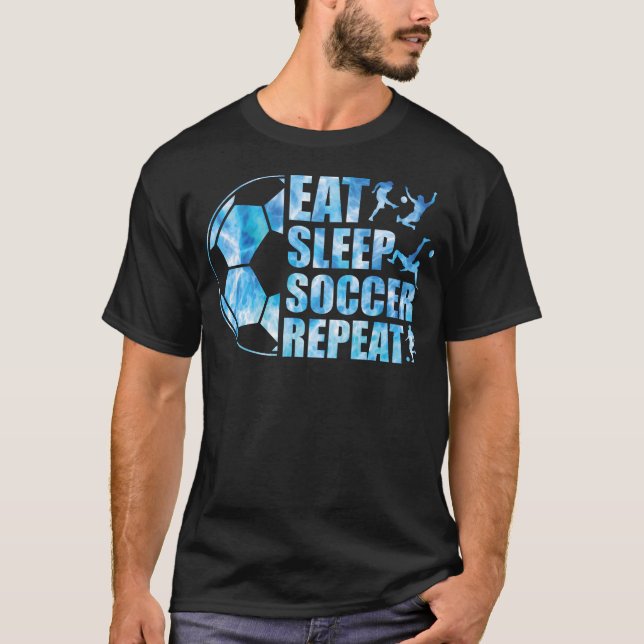 T-shirt Soccer T Chemise Manger Sleep Soccer Répéter Garço (Devant)
