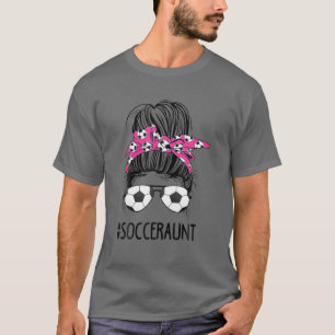 T-shirt Soccer Tante Vie Messy Bun Cheveux Lunettes de sol