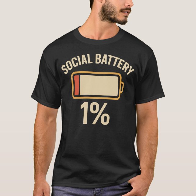T-shirt social batterie drôle introverti social petits dis (Devant)