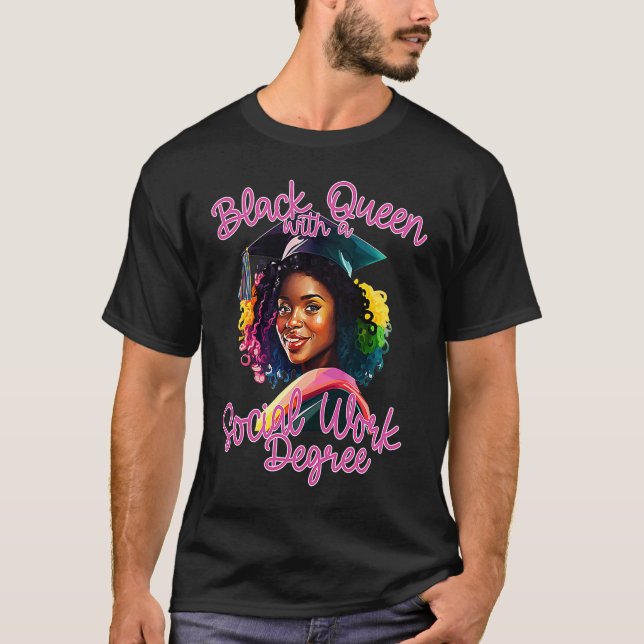 T-shirt Social Work Degree Graduation 2023 Black Queen MSW (Devant)