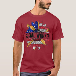 T-shirt Social Worker American Flag Tournesol Patriotique