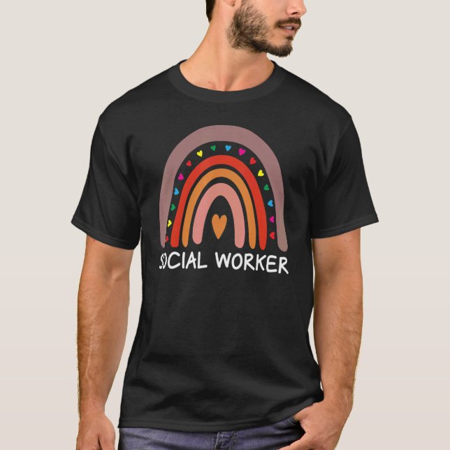 T-shirt Social Worker Boho Rainbow Back To School Apprecia (Devant)