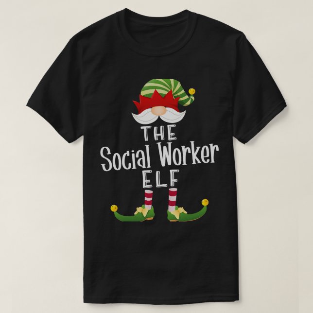 T-shirt Social Worker Elf Group Noël Funky Pajama Par (Design devant)