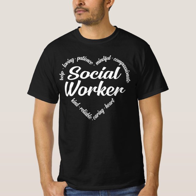 T-shirt Social Worker Heart Word Cloud (Devant)