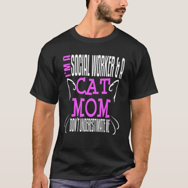 T-shirt Social Worker Work Cat Mom MSW Graduation Masters  (Devant)