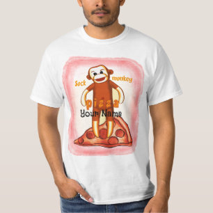 T-Shirt Sock Monkey Pizza