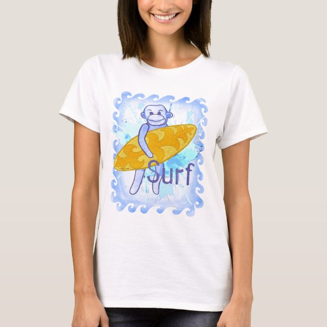 T-shirt Sock Monkey Surfer (Devant)