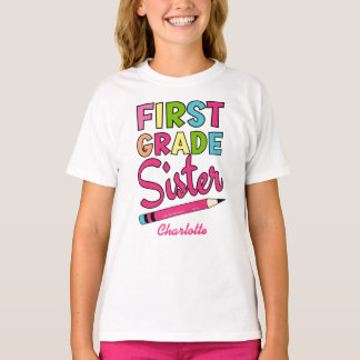 T-shirt Soeur Colorée De Première Année De Retour À L'Écol