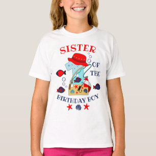 T-shirt soeur d'anniversaire de pêche du garçon d'annivers