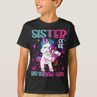 T-shirt Soeur de la fille anniversaire Flossing Unicorn Si