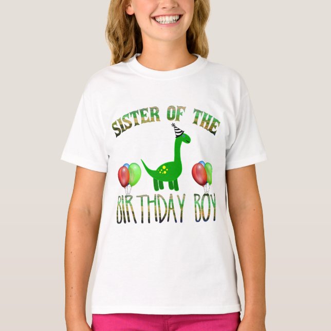 T-shirt Soeur De L'Anniversaire Boy Dinosaur (Devant)