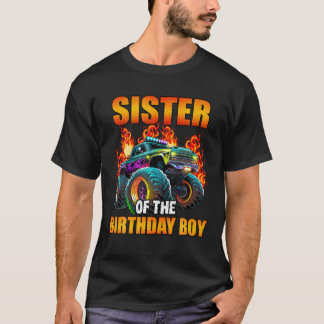 T-shirt Soeur de l'anniversaire Boy Monster Camion Anniver