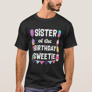 T-shirt Soeur De L'Anniversaire Sweetie Crème Ice Cones Po