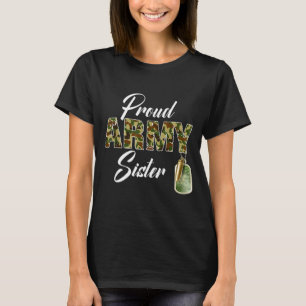 T-shirt Sœur de l'armée fière Camouflage Soldat Famille Co