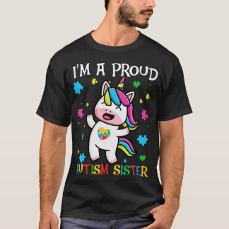T-shirt Sœur de l'autisme fière de licorne
