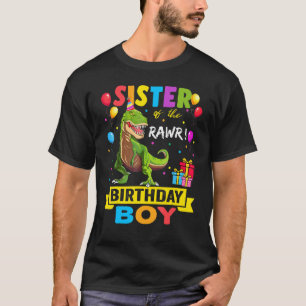 T-shirt Soeur du garçon d'anniversaire Rex RAWR Dinosaure