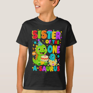 T-shirt Sœur du garçon qui fête son 1er anniversaire T-Rex