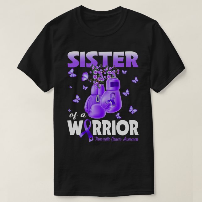 T-shirt Soeur D'Un Guerrier Pancréatique Cancer Sensibilis (Design devant)