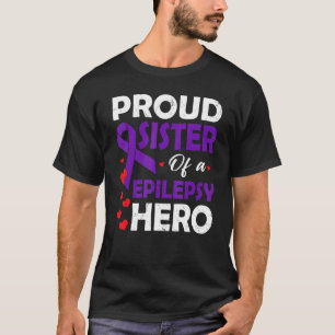 T-shirt Sœur fière d'un héros guerrier de l'épilepsie ruba