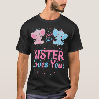 T-shirt Soeur Genre Révéler Éléphant Rose Ou Bleu Matchin