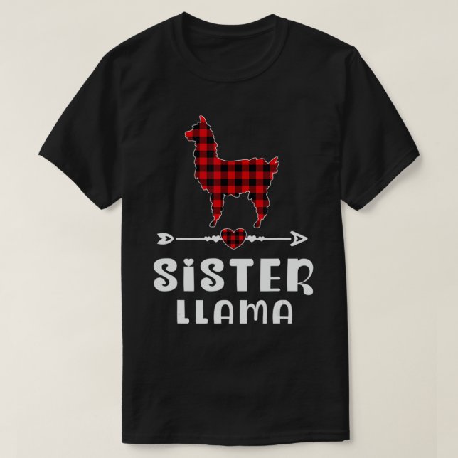 T-shirt Soeur Llama Pyjama de Noël Buffle Rouge Plaid Fa (Design devant)