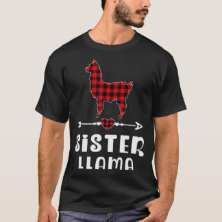 T-shirt Soeur Llama Pyjama de Noël Buffle Rouge Plaid Fa