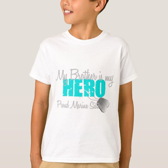 T-shirt Soeur marine - le frère est mon héros (Devant)