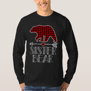 T-shirt Soeur Ours Noël Pyjama Famille Rouge Buff Plaid