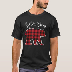 T-shirt Soeur Ours Pyjama Rouge Buffalo Noël Amusant Famil