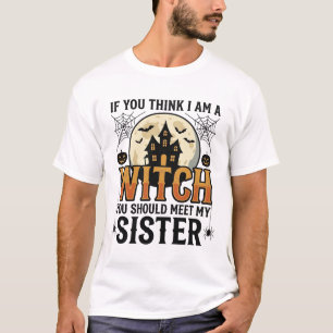 T-shirt Sœur Sorcière Drôle Halloween Graphique Vintage_1