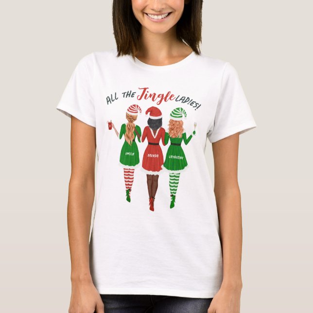 T-shirt Soeurs Amis Toutes les Dames Jingle Noël (Devant)