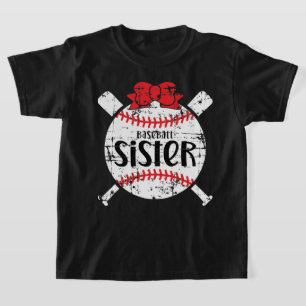 T-shirt Soeurs, noms favoris en baseball, joli arc rouge