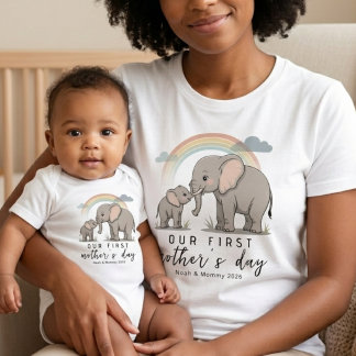 T-shirt Soft Elephant Mom Baby Love First Mothers Day Art