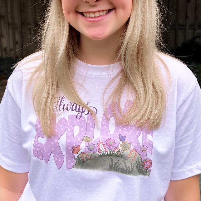 T-shirt Soft Purple Whimsical Garden Explore (If you’re all about adventure, this tee says it loud, bright, bold, and totally hand‑drawn for you.)