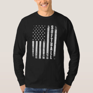 T-shirt Softball American Flag Usa Sport Patriotique Softb