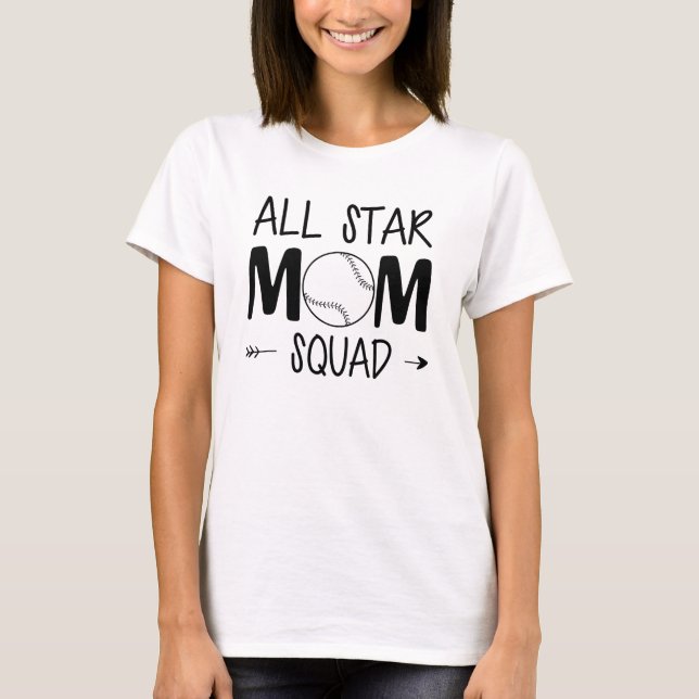 T-shirt Softball Baseball Maman - All Star Mom Squad (Devant)