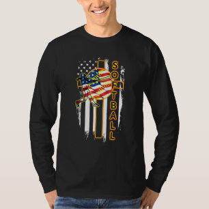 T-shirt Softball Cross Jesu Dieu Drapeau Vêtements