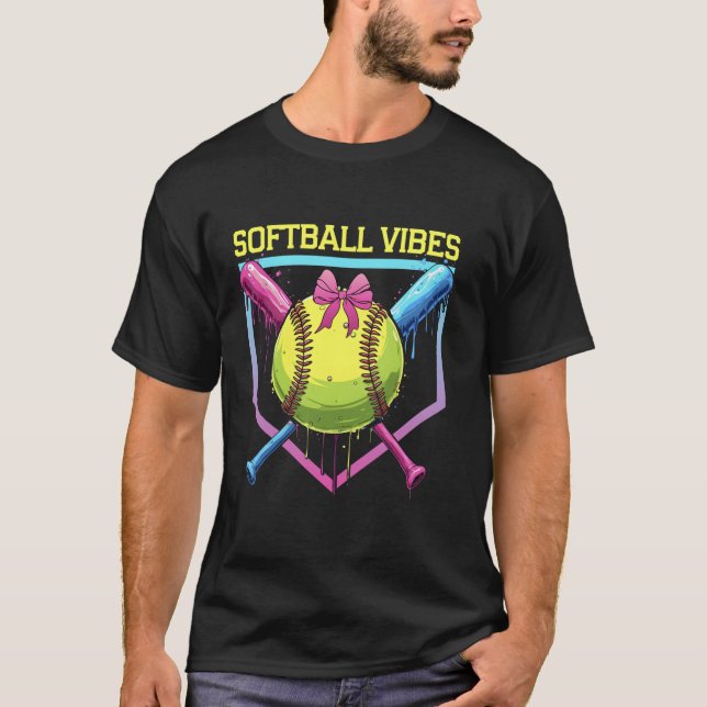T-shirt Softball Drift Softball Vibes Coquette Bow Softbal (Devant)