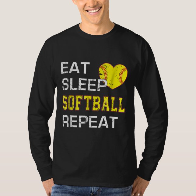 T-shirt Softball Eat Sleep Softball Répétition (Devant)