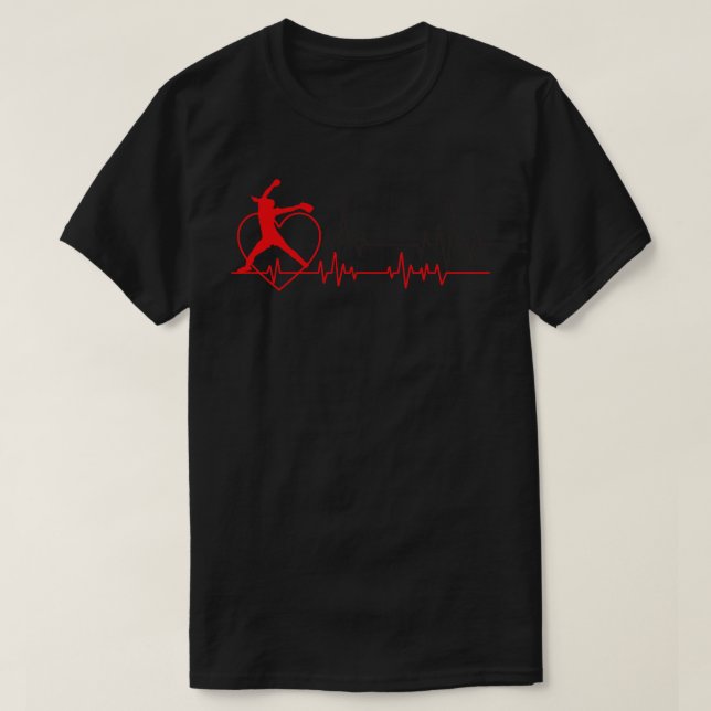 T-shirt Softball Fastpitcher Pitcher EKG Heartbeat Heart L (Design devant)
