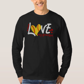 T-shirt Softball Féminin Amour de mon Petit-Fils  pour Hom