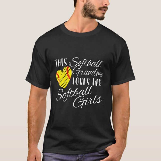 T-shirt Softball Grand-mère adore son softball (Devant)